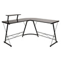 Flash Furniture Ginny Corner Desk - Black/Black Space Saving L-Shaped Gaming Desk with Monitor Shelf - 71.5" 2-Tier Computer Desk, Home Office Desk, Easy Assembly