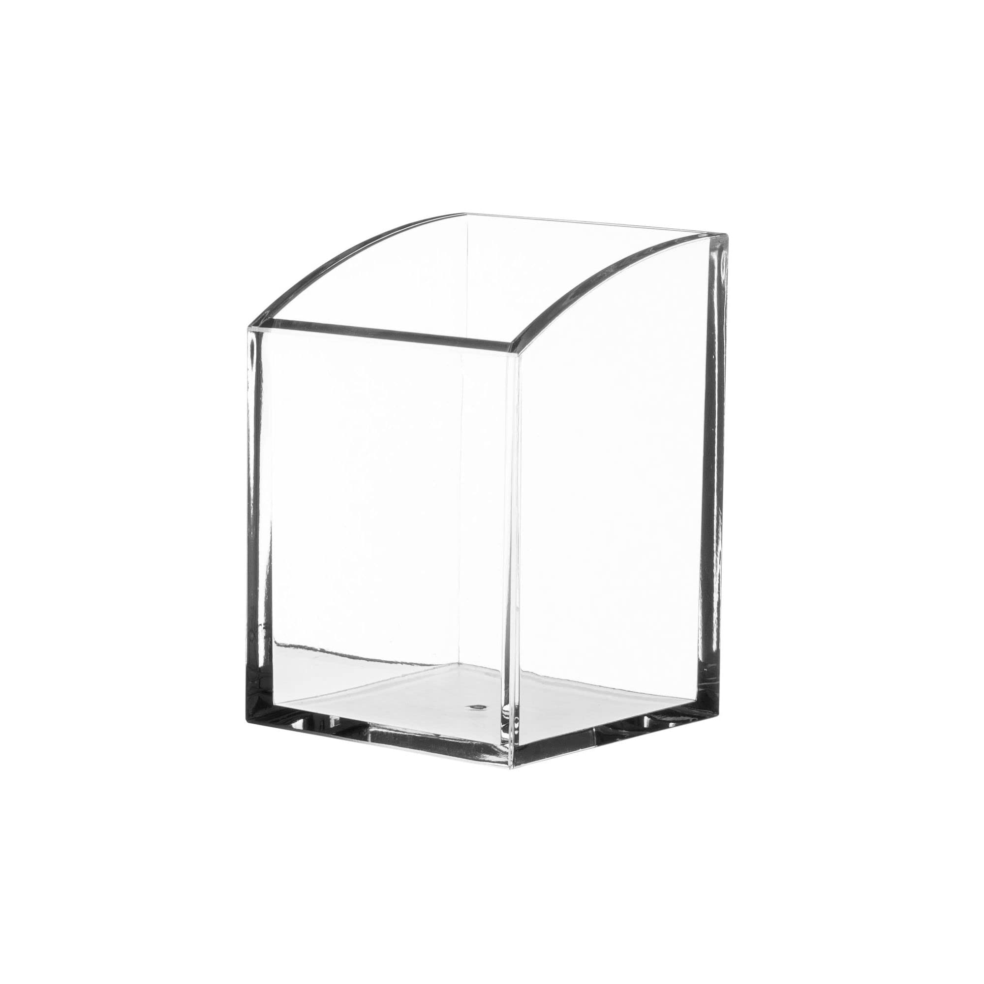 Kantek Clear Acrylic Pen Cup, 2.8' X 2.8' X 4', Non-Skid Feet, Pen And Pencil Holder, Easy To See Contents, Office Organizer,