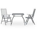 vidaXL 3-Piece Patio Dining Set, Stylish Mesh Designed Outdoor Furniture, Anthracite Steel Table & Stackable Chairs, Weather Resistant, Versatile Indoor & Outdoor Use
