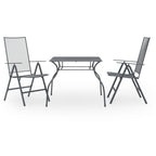 vidaXL 3-Piece Patio Dining Set, Stylish Mesh Designed Outdoor Furniture, Anthracite Steel Table & Stackable Chairs, Weather Resistant, Versatile Indoor & Outdoor Use