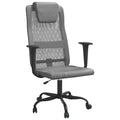 vidaXL Gray Office Chair - Breathable Mesh Fabric and Faux Leather, Adjustable Height with 360-Degree Swivel, Rolling Castors, Solid Metal and Plywood Frame