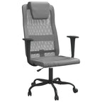 vidaXL Gray Office Chair - Breathable Mesh Fabric and Faux Leather, Adjustable Height with 360-Degree Swivel, Rolling Castors, Solid Metal and Plywood Frame