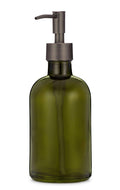 Rail19 Forest Green Glass Lotion & Soap Dispenser with Metal Pump, 8oz (Farmhouse Bronze)
