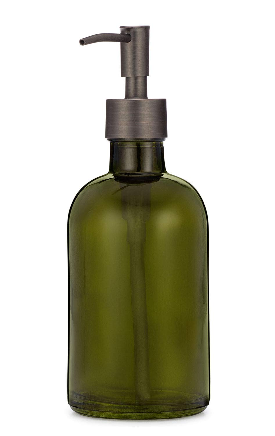 Rail19 Forest Green Glass Lotion & Soap Dispenser with Metal Pump, 8oz (Farmhouse Bronze)