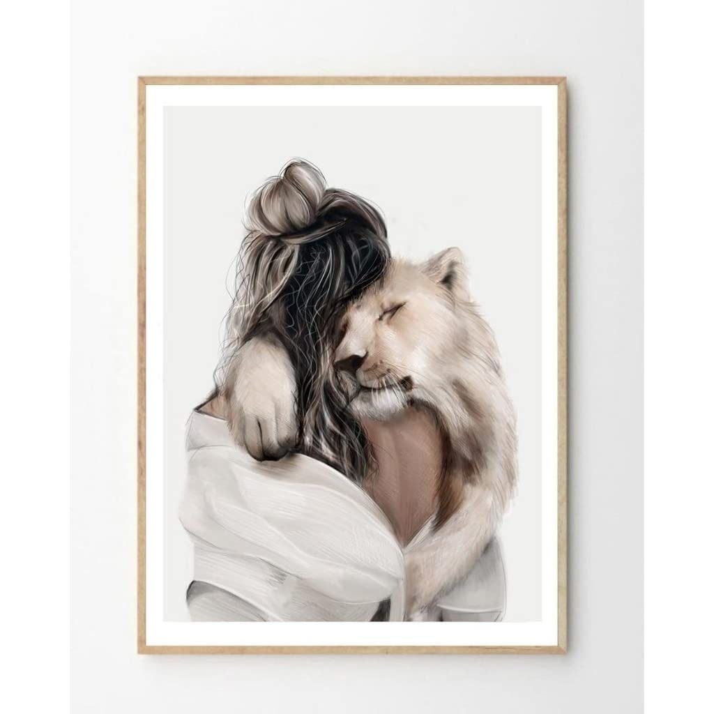 GFURN Lea Print 39.4L' x 27.6W' Modern, Contemporary Animal Lion Wall Art