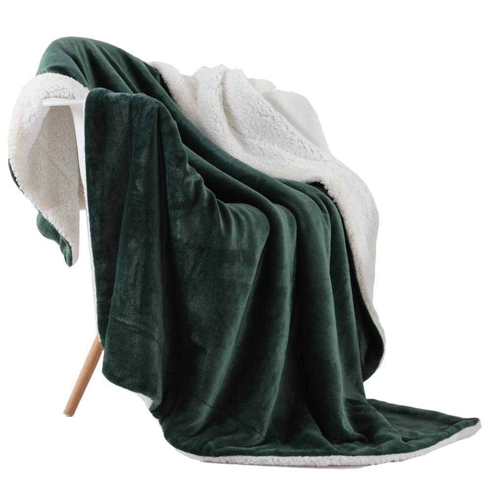 Nanpiper Throw Blanket Reversible Sherpa Flannel Blanket Super Soft Fuzzy Plush Fleece Microfiber For Bed/Couch(60'X80',Olive