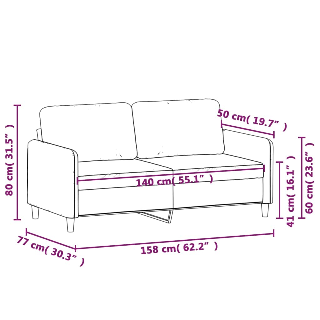 vidaXL Light Gray Velvet 2-Seater Sofa - Modern Design, Comfortable Foam-Filled Seating, Sturdy Metal Frame, Ideal for Living Room or Office Space