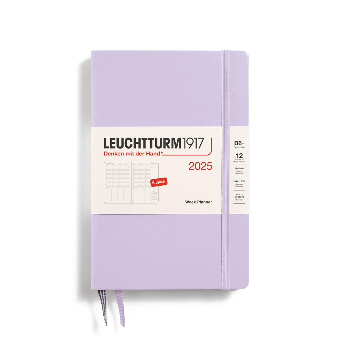 Leuchtturm1917 - Week Planner 2025, Hardcover, Paperback (B6+), Lilac (Jan 1 - Dec 31, 2025)