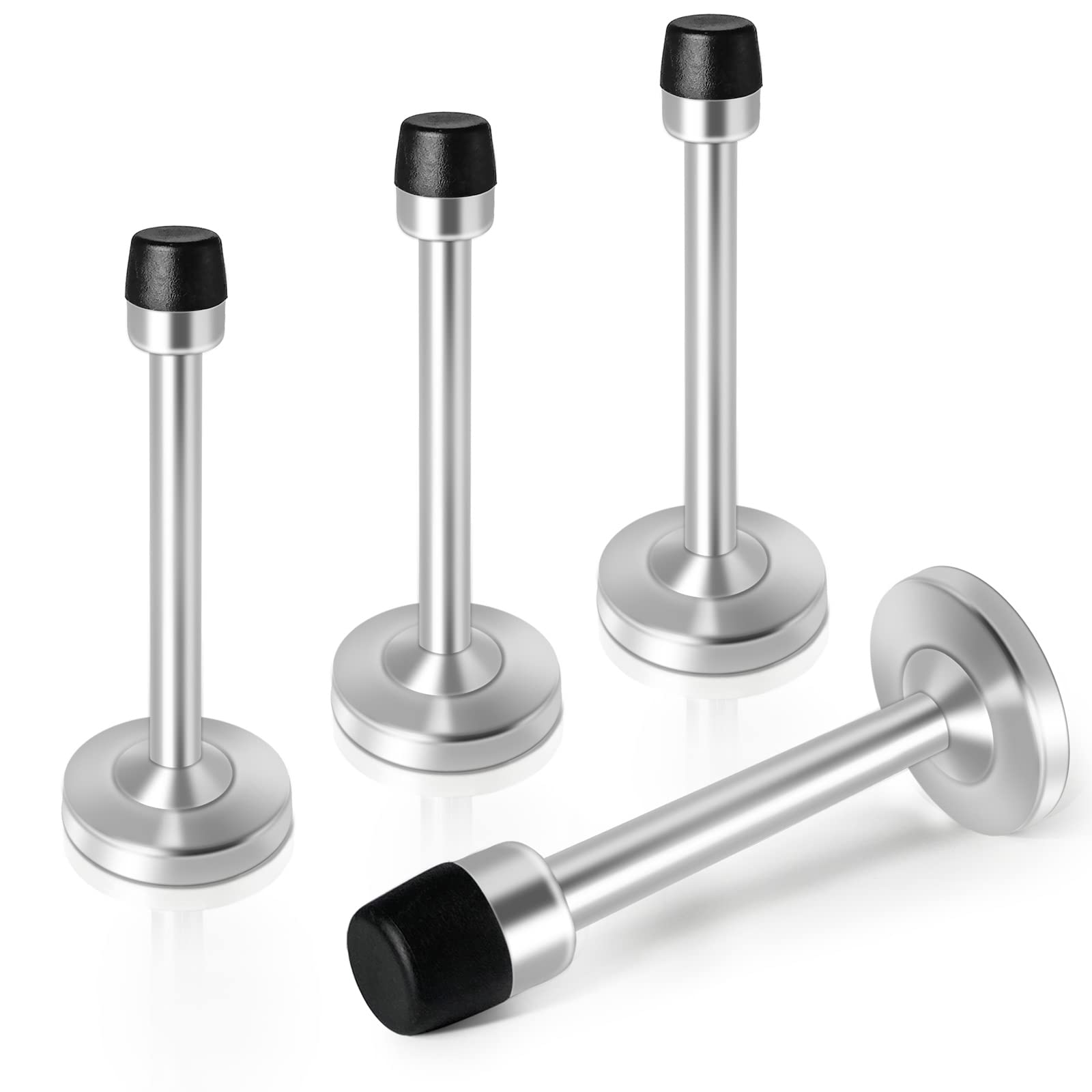 Door Stoppers, 6 Inch Long Door Stop Stainless Steel Brushed Nickel Doorstops Wall Mounted Baseboard Door Stop Bumper Baby Proof