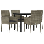 vidaXL 3-Piece Outdoor Patio Dining Set - Weather-Resistant Poly Rattan Garden Furniture Set with Cushions - Black and Gray