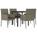 vidaXL Contemporary 5-Piece Patio Dining Set with Cushions - PE Rattan and Powder-Coated Steel Frame - Black and Gray Color