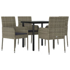 vidaXL Contemporary 5-Piece Patio Dining Set with Cushions - PE Rattan and Powder-Coated Steel Frame - Black and Gray Color