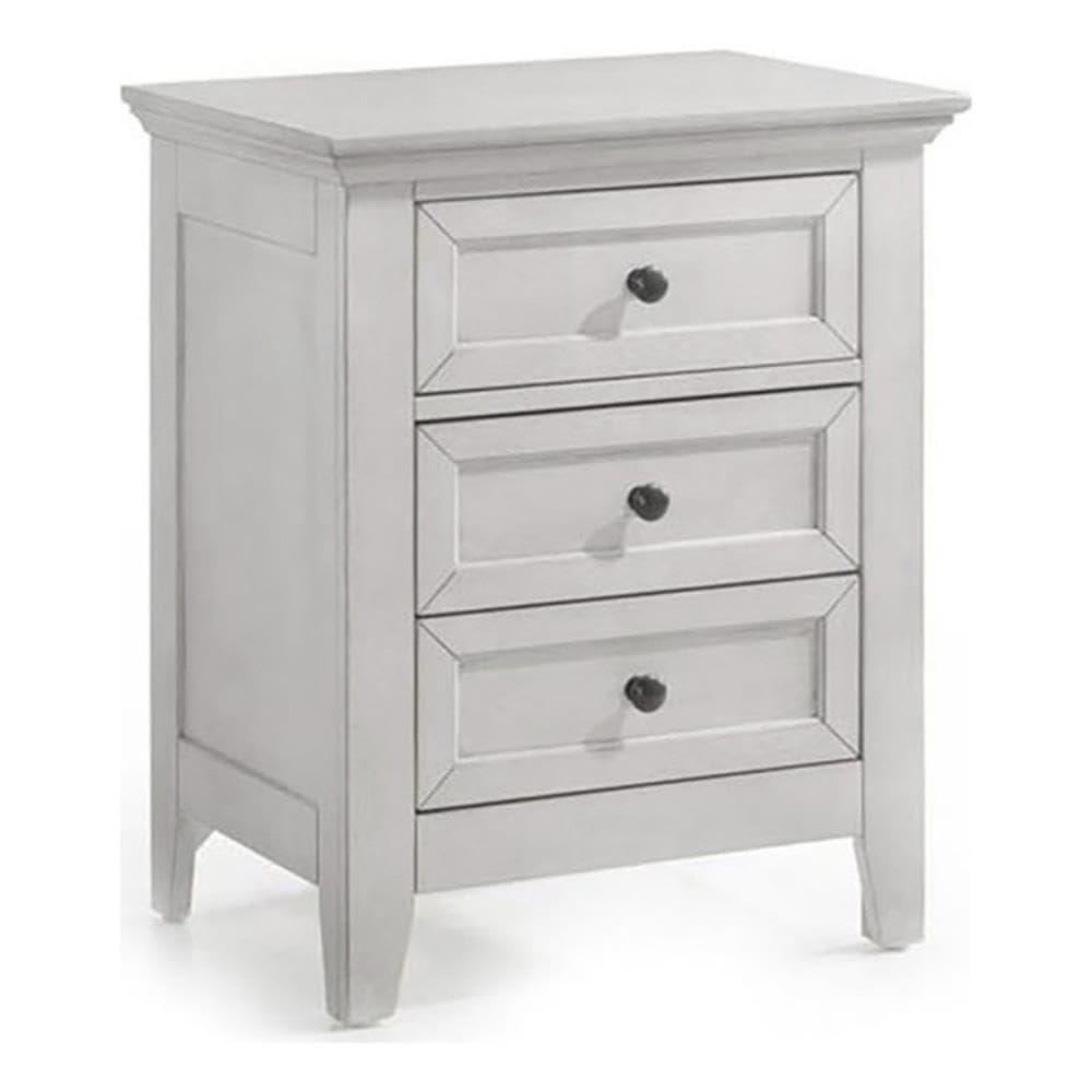 Intercon San Mateo Nightstand with 3 Drawers, Rustic White Bedside Tables