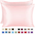 Luxury Satin Pillowcase For Hair - King Satin Pillowcase With Zipper, Pink (Pillowcase Set Of 2) - Blissford