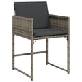 vidaXL Patio Chairs with Cushions - Outdoor 4 Pcs Set - Gray Poly Rattan - Foldable Backrest - Powder-Coated Steel Frame