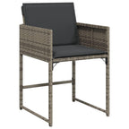 vidaXL Patio Chairs with Cushions - Outdoor 4 Pcs Set - Gray Poly Rattan - Foldable Backrest - Powder-Coated Steel Frame