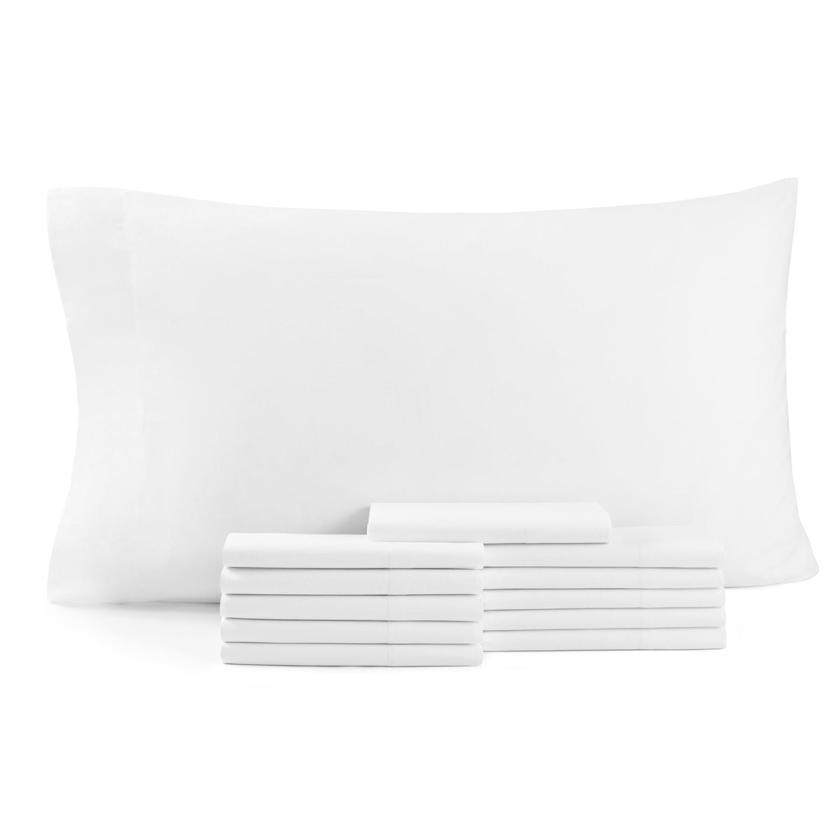 Arkwright Bulk Queen Pillow Cases - Pack Of 12 - Soft Hypoallergenic Cotton Blend Pillowcases, Bedding Essentials For Hosts, Res