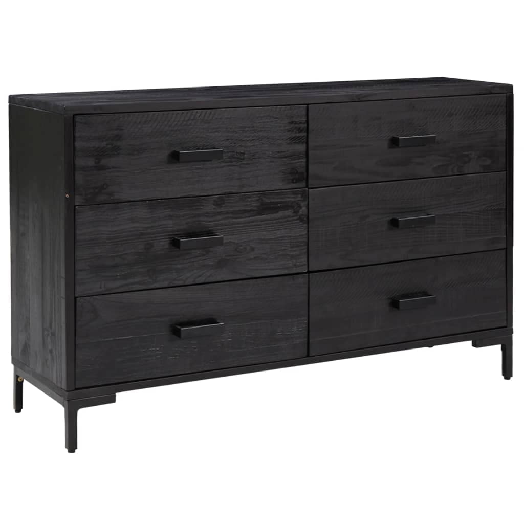 Sideboard Black 110 x 35 x 70 cm Recycled Solid Pine Wood
