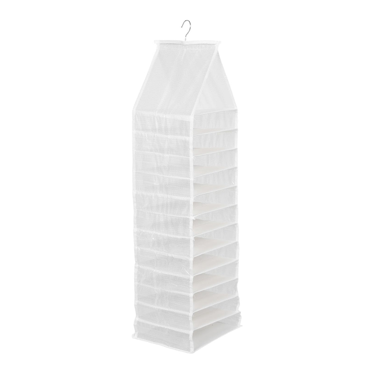 BESTOYARD PVC Hanging Clothes Storage Bag with 12 Layers and Mesh Compartments, Washable Closet Organizer for Clothing and Pants