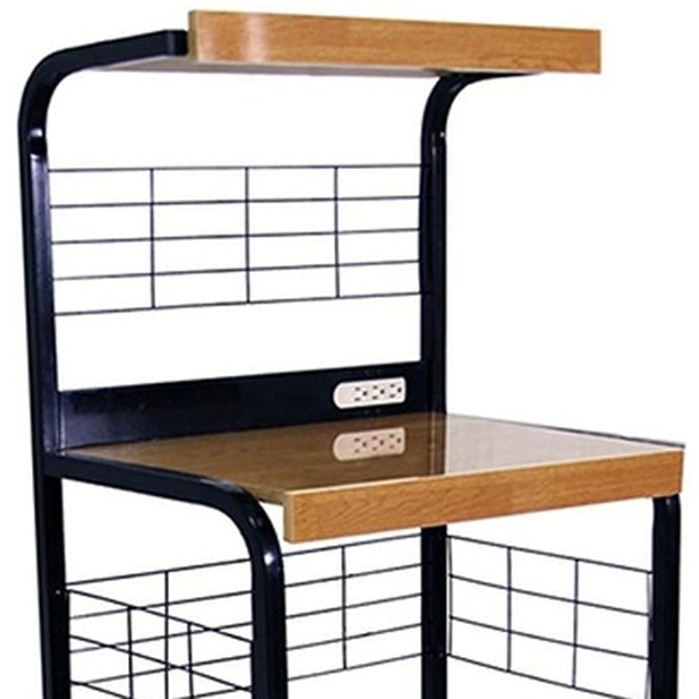 HomeRoots Black/Natural Metal Mod Black and Natural Microwave Kitchen Cart
