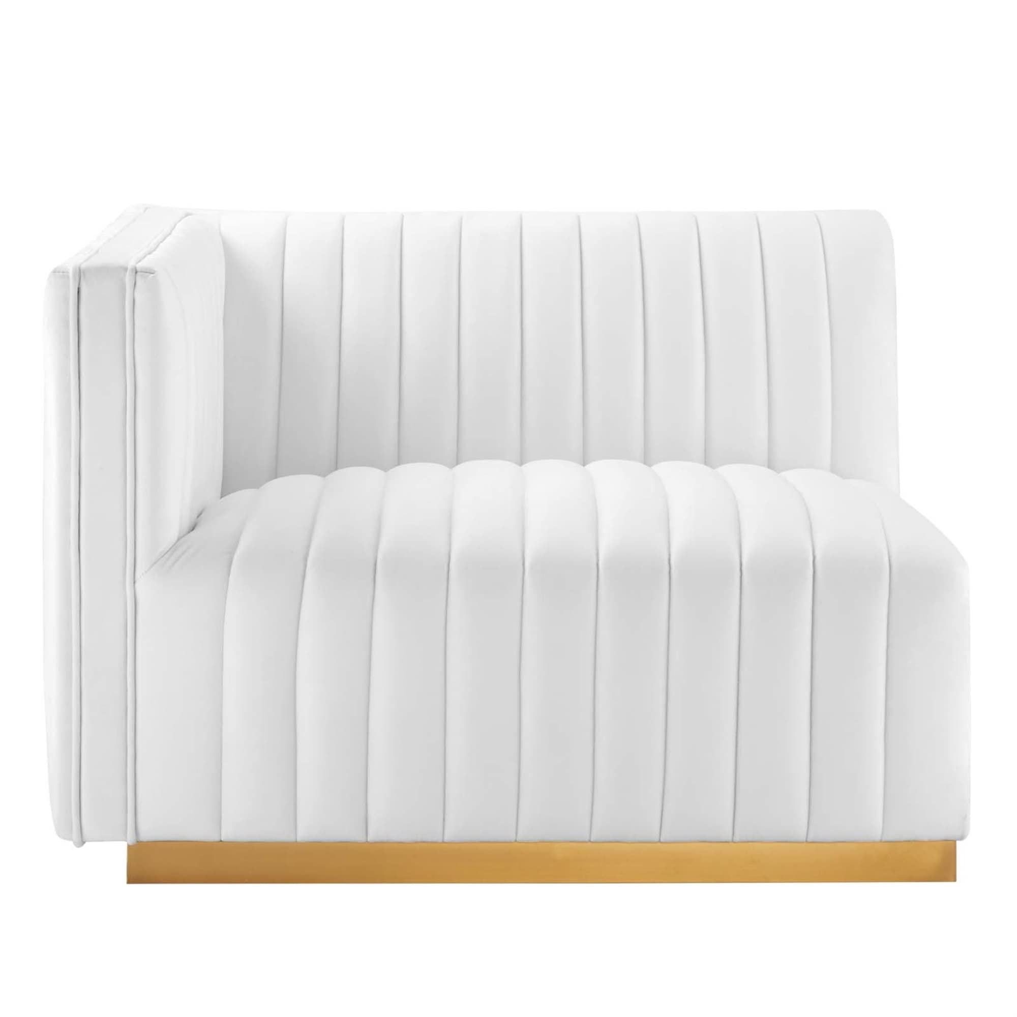Modway Conjure Channel Tufted Performance Velvet Left-Arm Chair in Gold