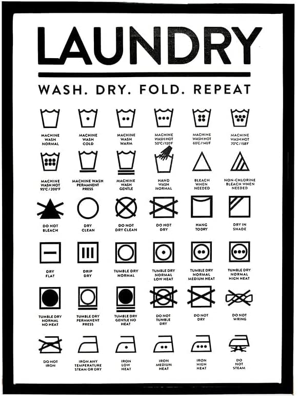 Nufar Laundry Symbols Guide Laundry Room Tin Sign Metal Wall Art Iron Painting for Indoor Outdoor Home Decor Room Door Accessori