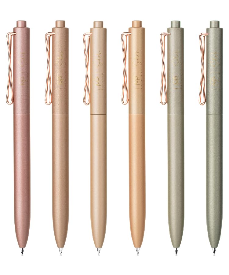 Mr. Pen- Retractable Gel Pens, 6Pack, Black Ink Gel Pens Fine Point, Metallic Earth Color Barrels, Retractable Pens, Gel Ink Pen
