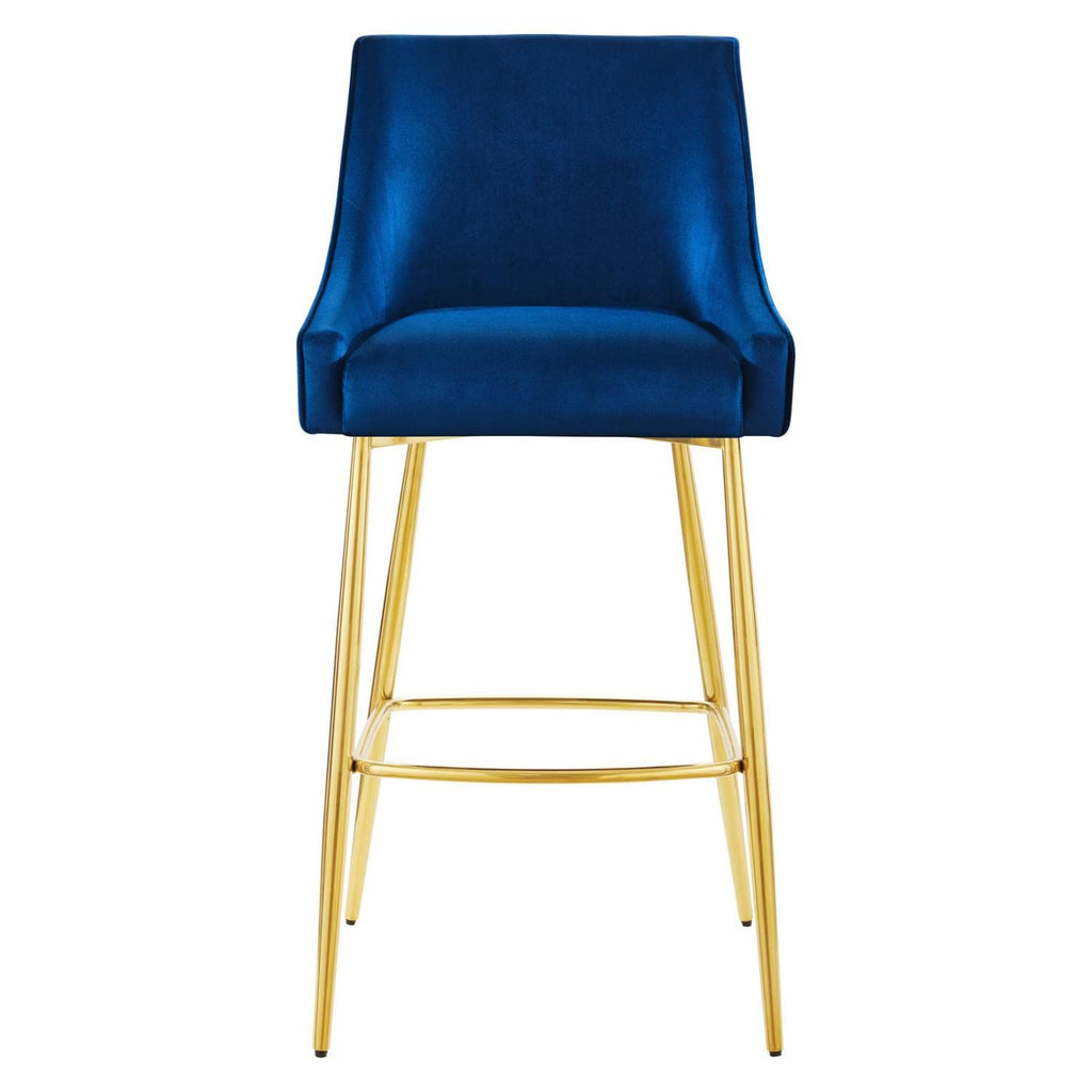 Modway Discern Performance Velvet Bar Stool With Navy Finish Eei-5473-Nav