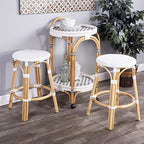 HomeRoots Rattan, Polyurethane Synthetic Rattan White Rattan Counter Stool