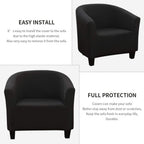 Searchi Club Chair Slipcover Stretch Barrel Chair Covers Solid Color Tub Chair Slipcovers Spandex Armchair Sofa Cover Removable Couch Furniture Protector Arm Chair Cover For Living Room(Black)