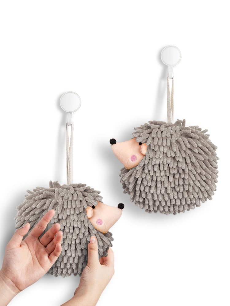 Sophie & Panda Fuzzy Ball Hand Towels (Set of 2) - Dry your hands instantly and conveniently with This creative hand towel hedge