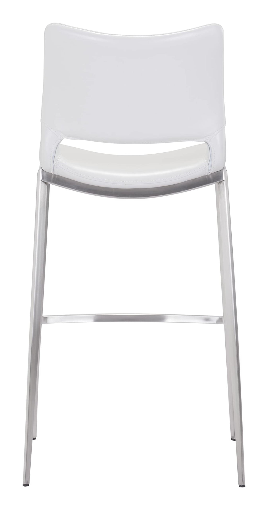 Ace Bar Chair (Set of 2) White & Silver