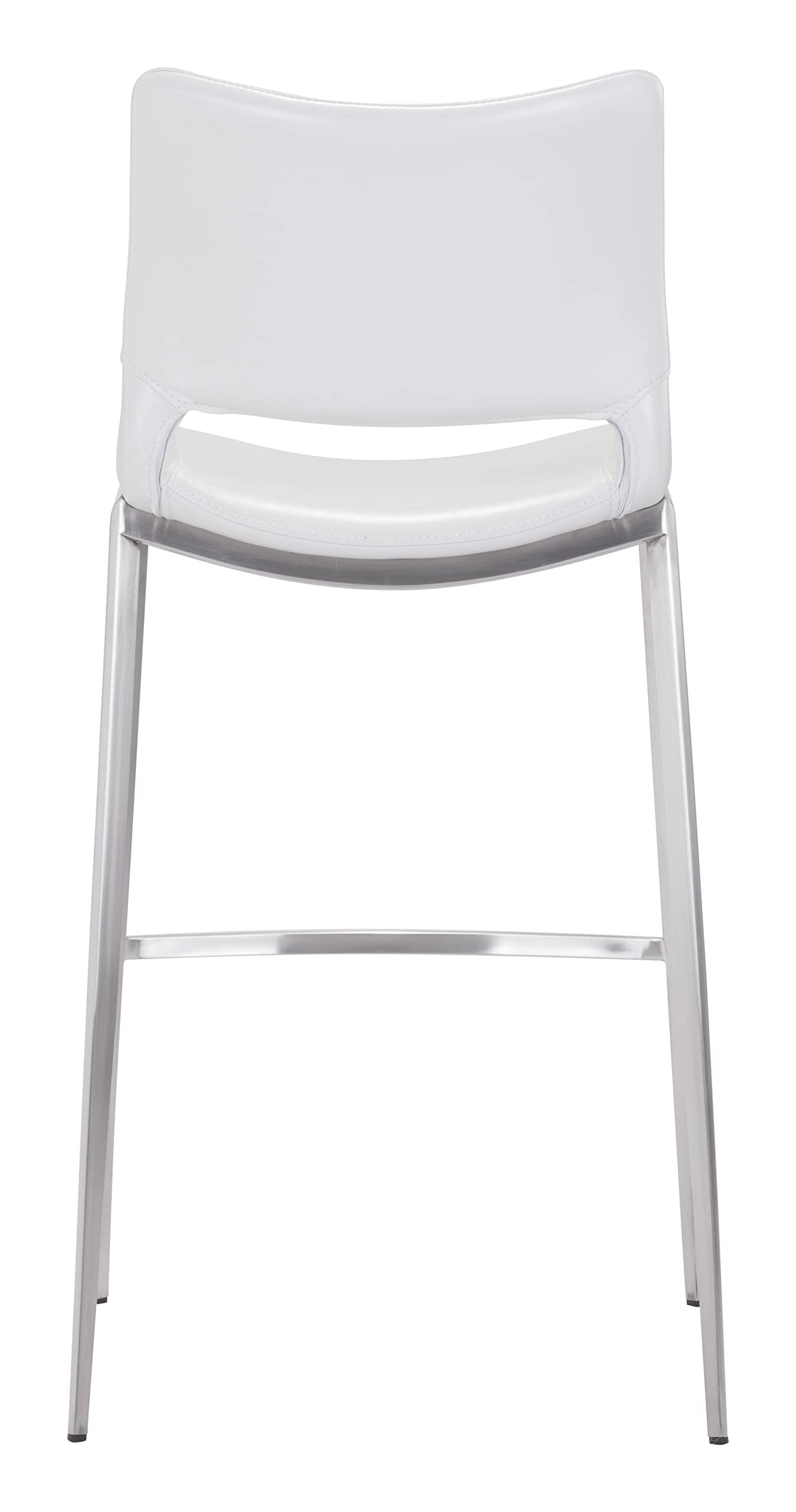 Ace Bar Chair (Set of 2) White & Silver