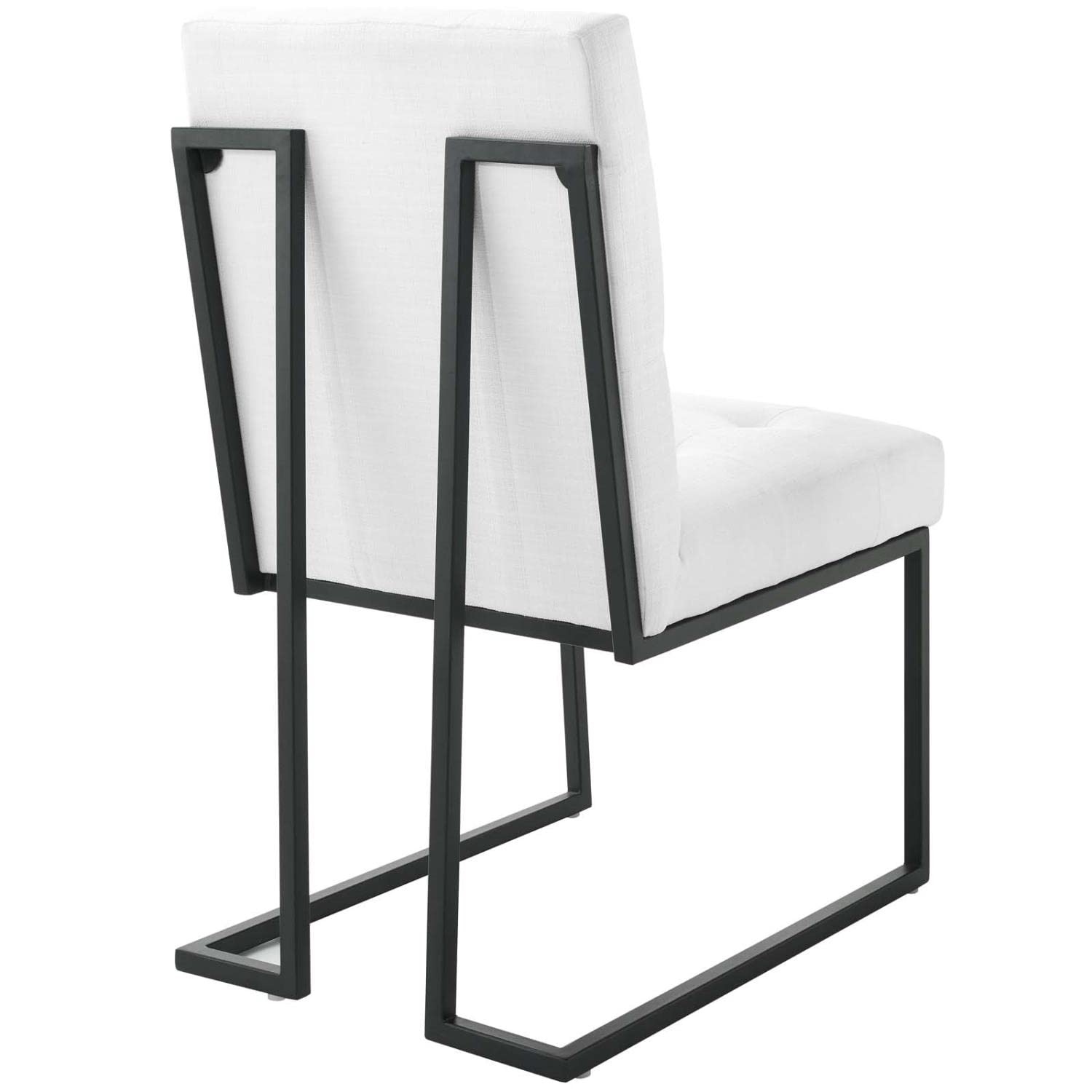 Modway Privy Stainless Steel Upholstered Fabric Dining Chair Set Of 2, Black White