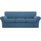 4 Piece Sofa Covers For 3 Cushion Couch Sofa Slipcover Soft Couch Cover For Dogs-Washable Sofa Furniture Covers With 3 Individual Cushion Covers, Feature Jacquard Fabric (3 Cushion Sofa, Dusty Blue)