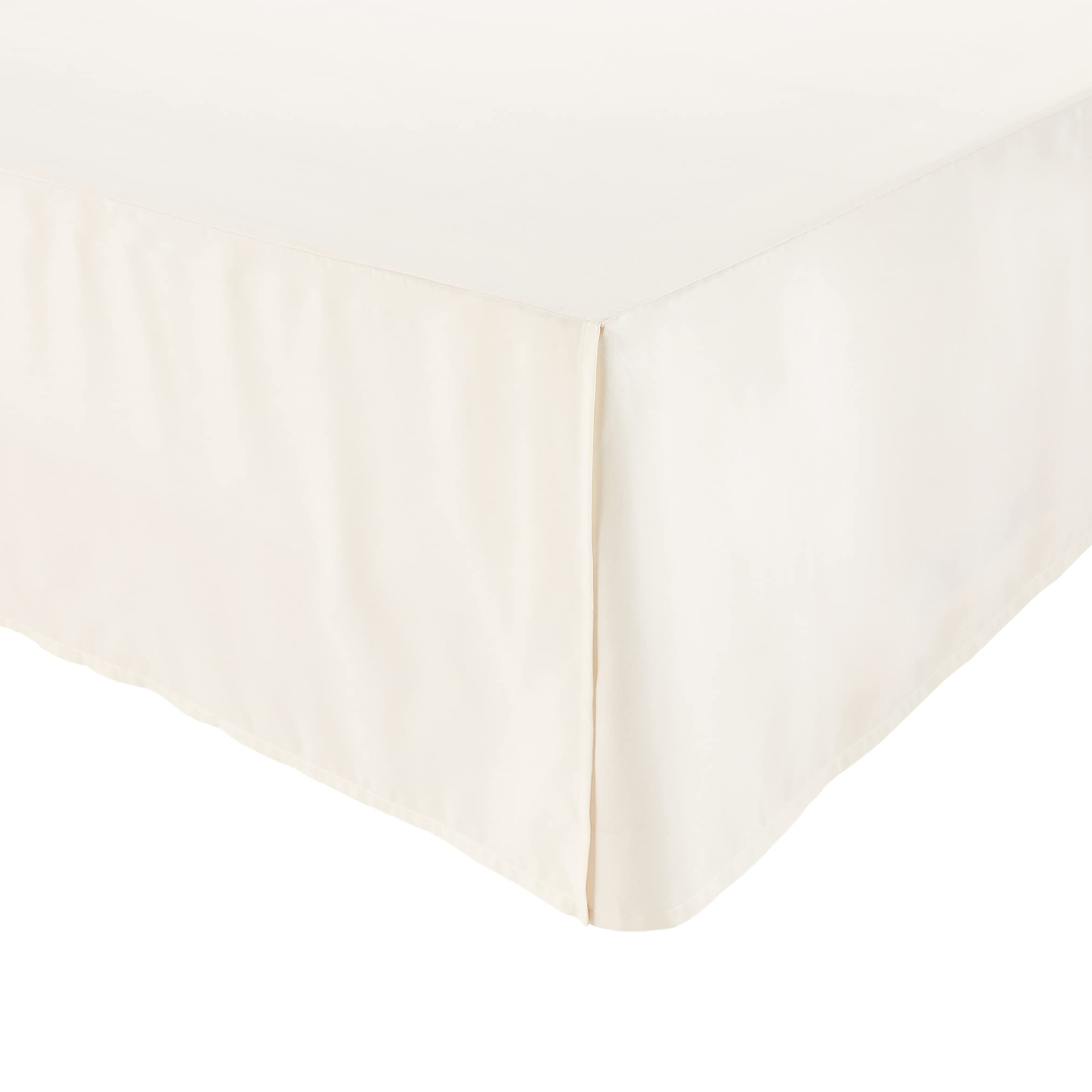 Amazon Basics Lightweight Pleated Soft Machine Washable Bed Skirt, King Size, Off White, Solid