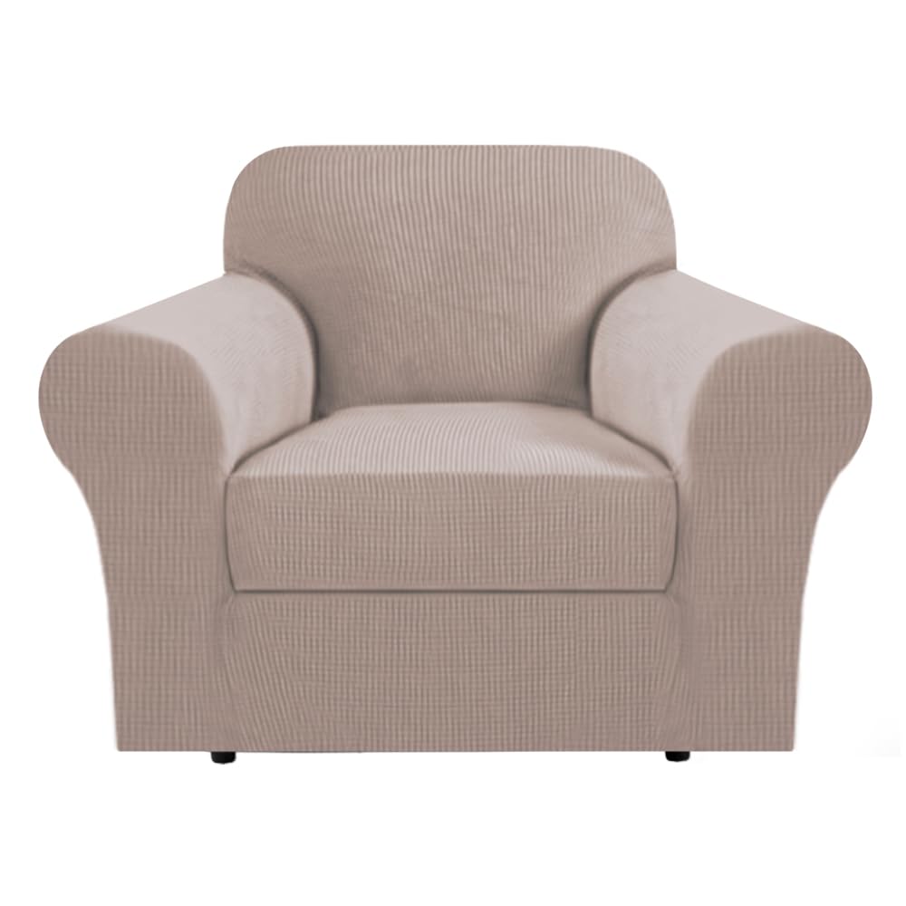 H.Versailtex Stretch T Cushion Armchair Cover 2 Piece Chair Covers For Living Room Furniture Cover Suit For Box Cushion, Spandex