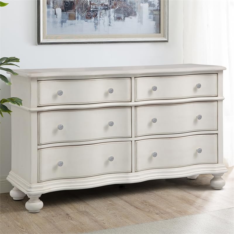 American Woodcrafters Rodanthe Dove White Six-Drawer Wood Bureau