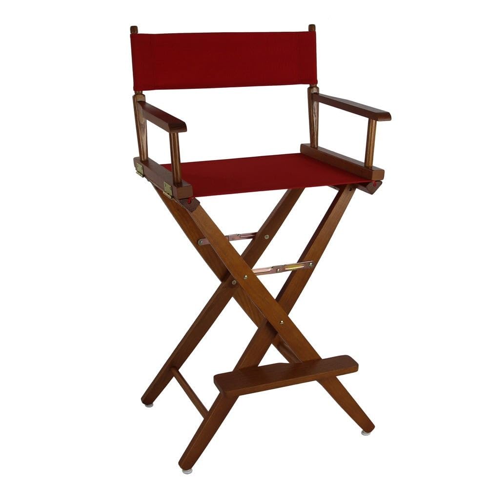 American Trails Extra-Wide Premium 30&quot; Director'S Chair Mission Oak Frame With Red Canvas, Bar Height