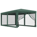 vidaXL Heavy-Duty Party Tent with Mesh Sidewalls, UV and Water-Resistant, Green, Made from High-Density Polyethylene and Iron Fr