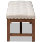 Baxton Studio Ainsley Modern and Contemporary Light Beige Fabric Upholstered Walnut Finished Solid Rubberwood Bench