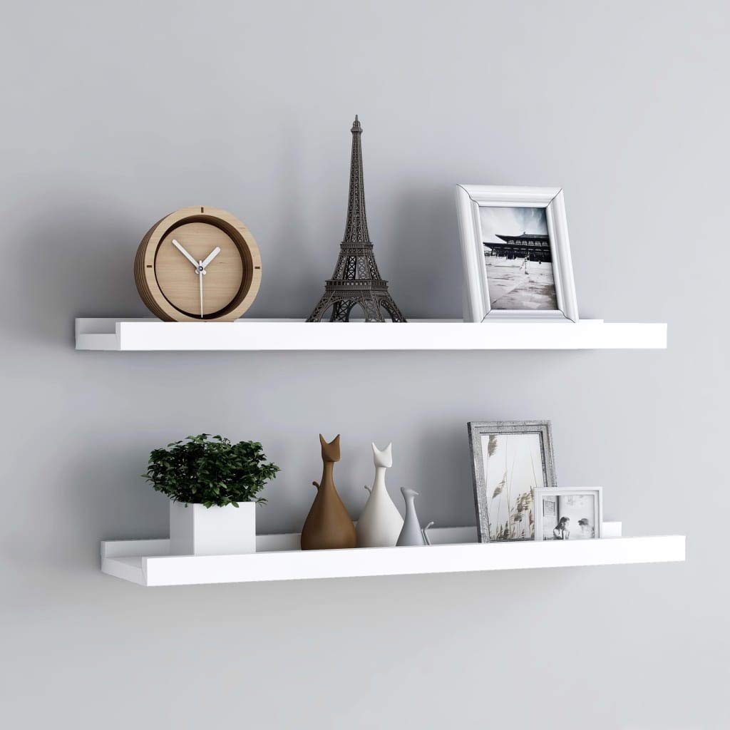 Vidaxl Picture Frame Ledge Shelves 2 Pcs White 31.5''X3.5''X1.2'' Mdf
