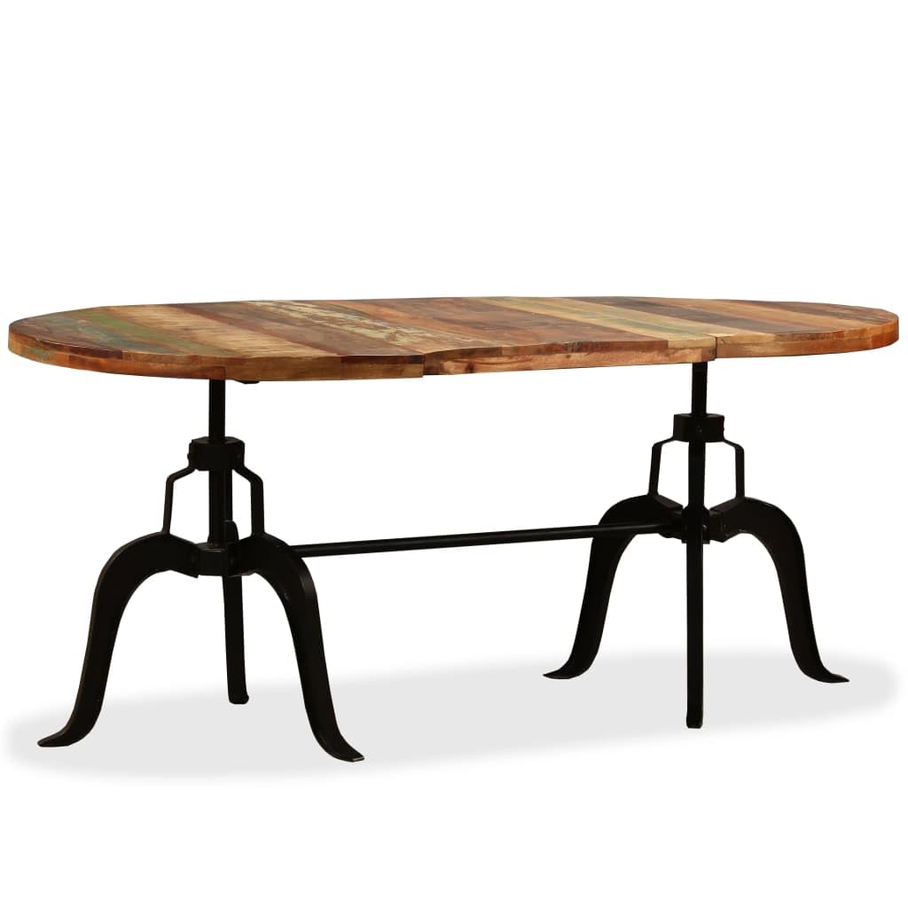 vidaXL Industrial-Style Dining Table - Solid Reclaimed Wood with Steel Legs - Oval Wooden Surface - 70.9&quot;x35.4&quot; Furniture for Dining Room and Kitchen