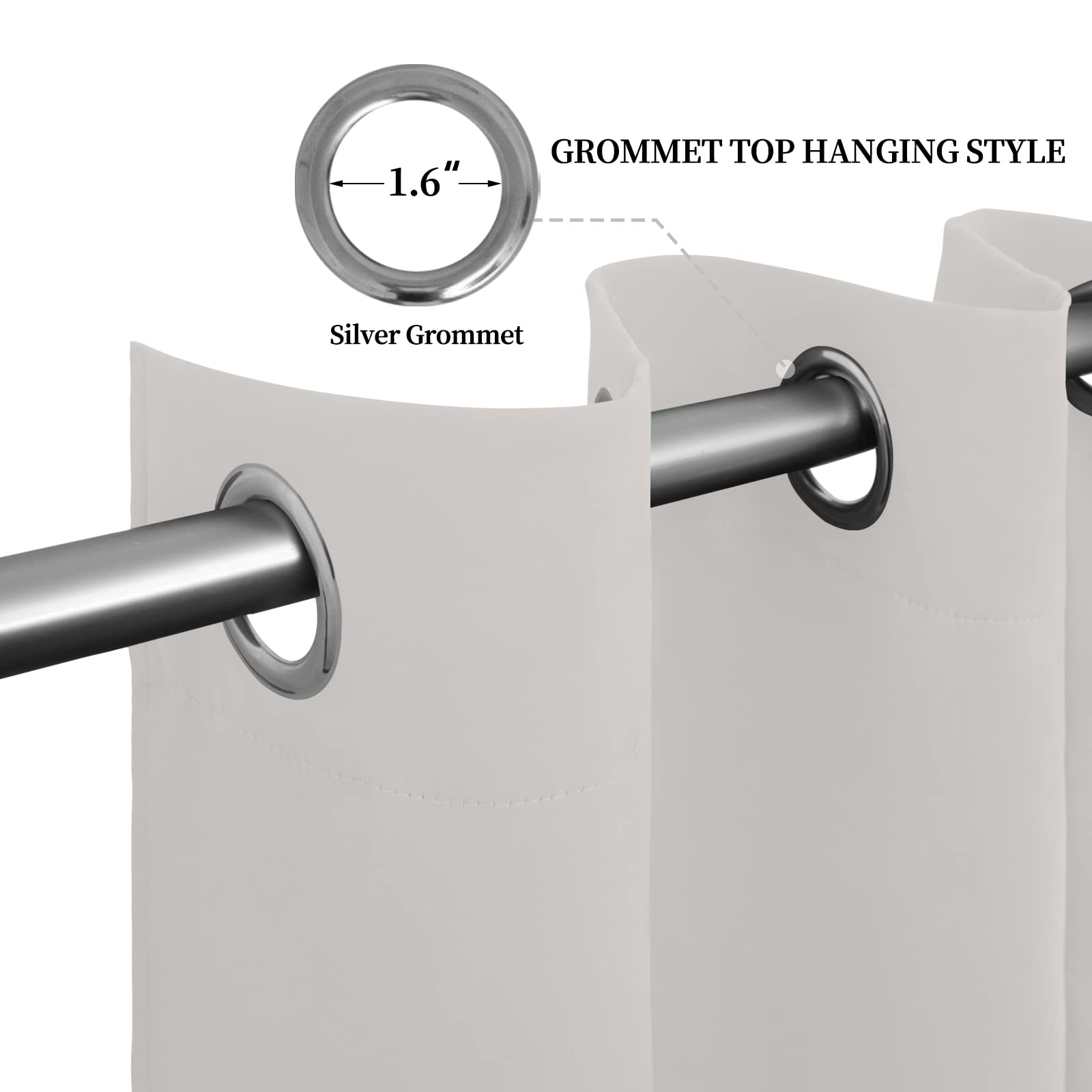 Easy-Going Blackout Curtains For Bedroom, Solid Thermal Insulated Grommet And Noise Reduction Window Drapes, Room Darkening Curtains For Living Room, 2 Panels (52X46 In, Light Linen)