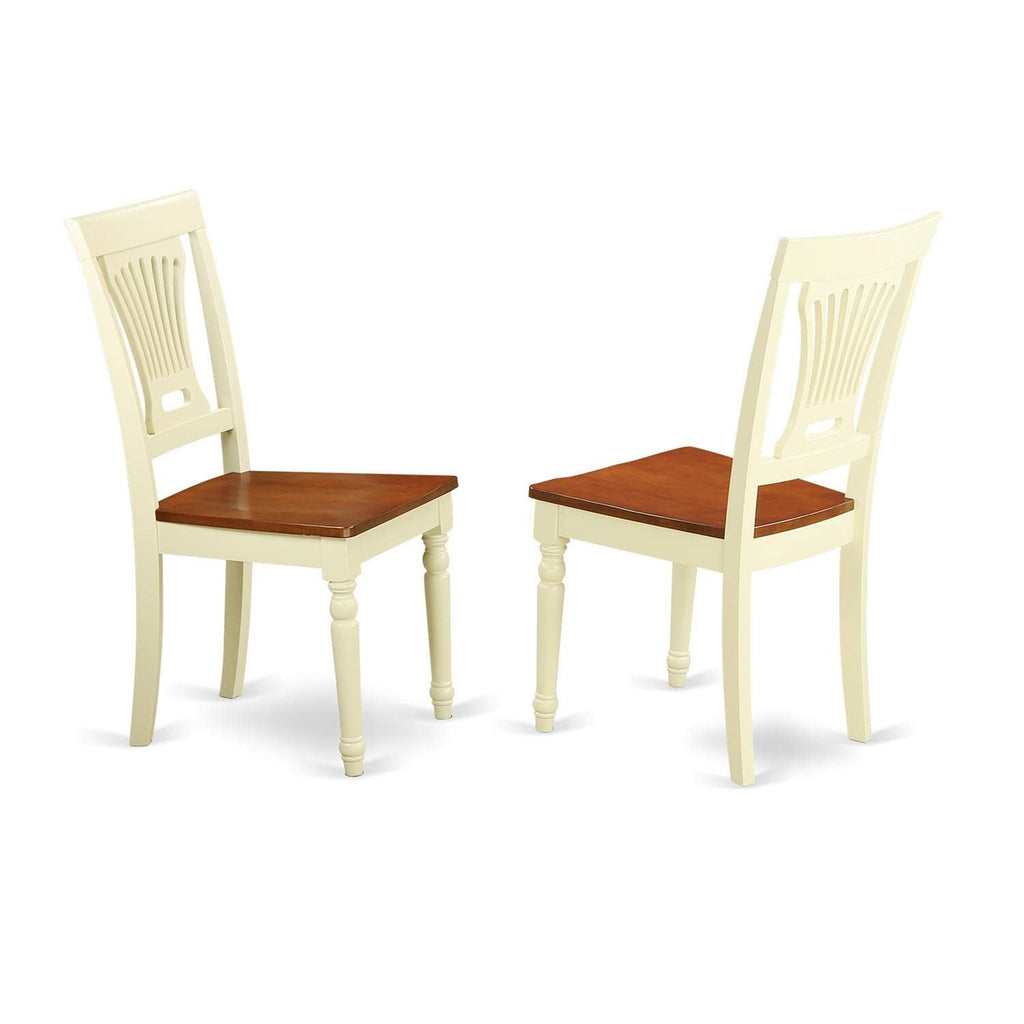 East West Furniture Dining Room Chairs, Set of 2, Buttermilk & Cherry