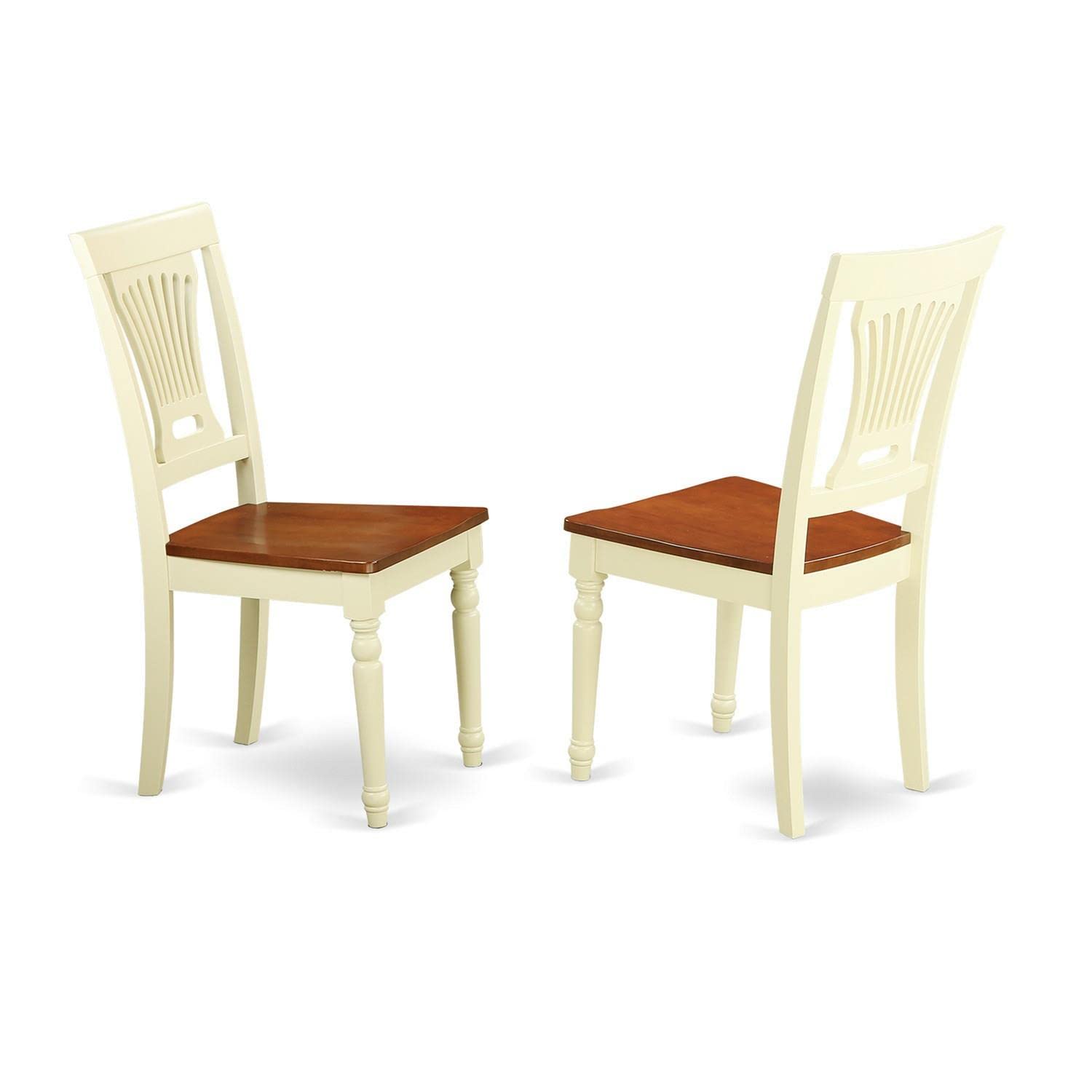 East West Furniture Supl3-Bmk-W 3 Piece Kitchen Table & Chairs Set Contains A Round Dining Room Table With Dropleaf & Shelves And 2 Solid Wood Seat Chairs, 42X42 Inch, Buttermilk & Cherry