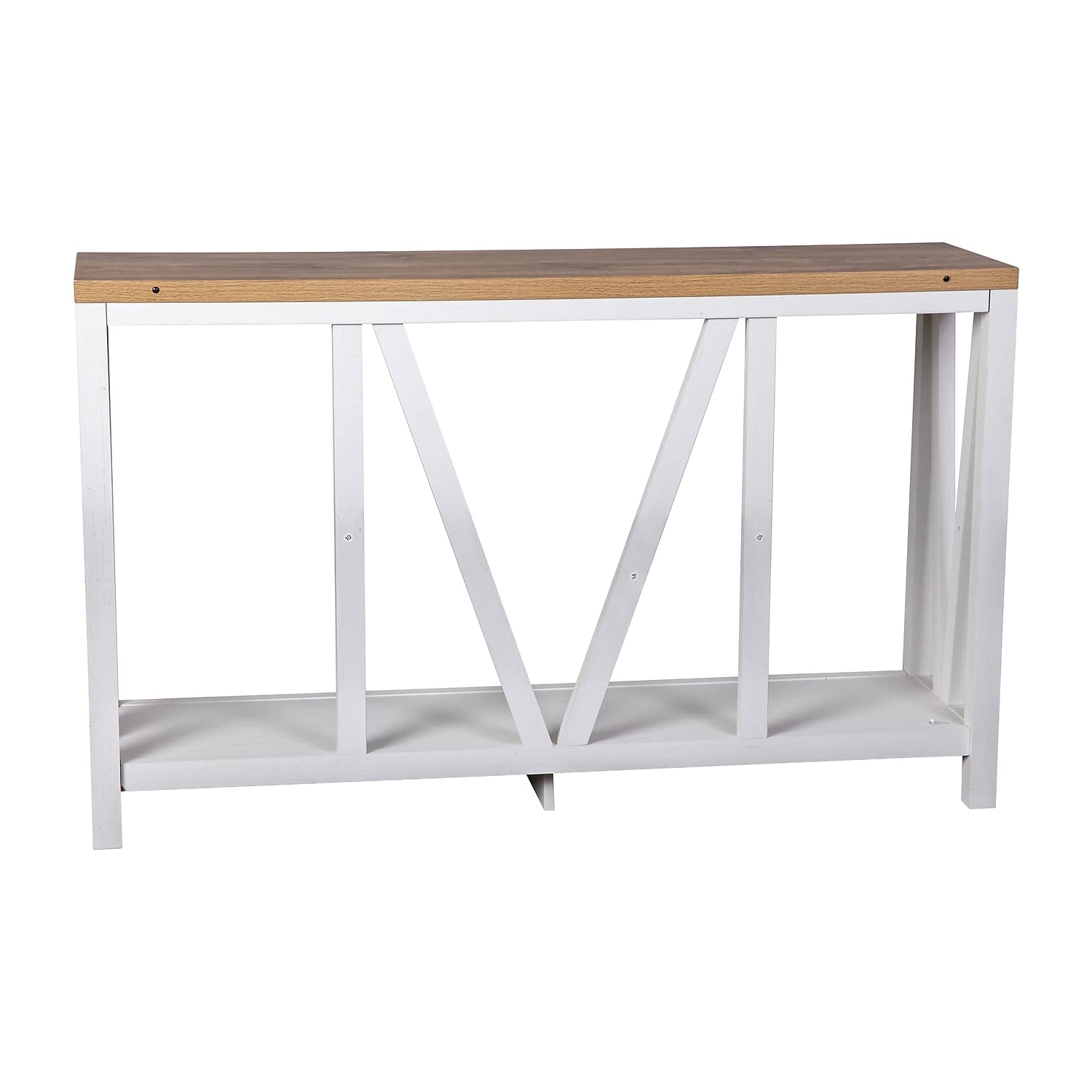 Flash Furniture Charlotte Farmhouse 2-Tier Console Table - Brushed Wash Finish Engineered Wood Frame - Warm Oak Finish Tabletop - For Entryway or Living Room