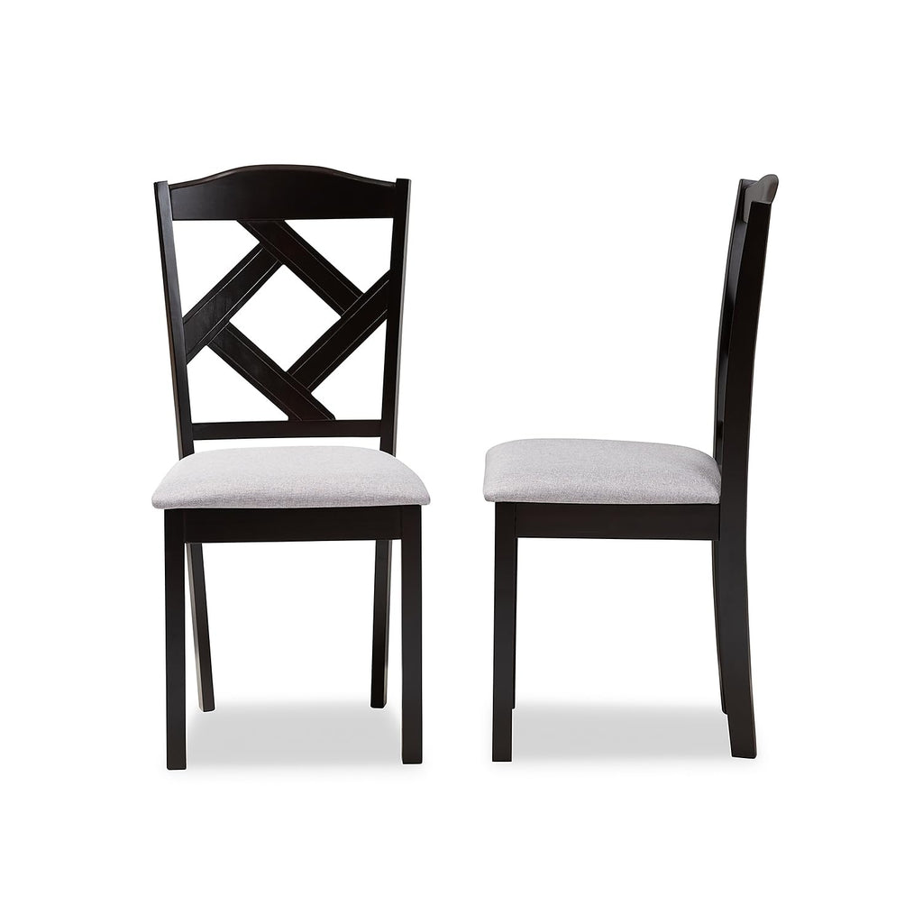 Baxton Studio Ruth Contemporary Fabric Dining Chair, Grey and Espresso Brown, 2/Set (149-2PC-8962-HT)