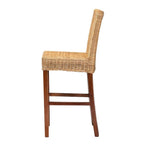 Baxton Studio Racquel Modern Bohemian Natural Rattan and Mahogany Wood Bar Stool