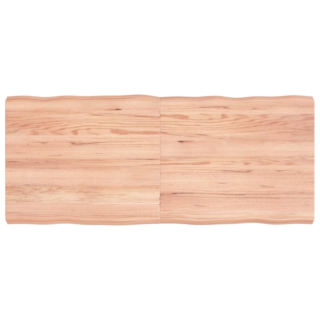 vidaXL Rectangular Table Top, Light Brown Oak Wood with Live Edge, Treated Surface, Versatile Applications for Home & Commercial Use, 6.7x23.6x2.4